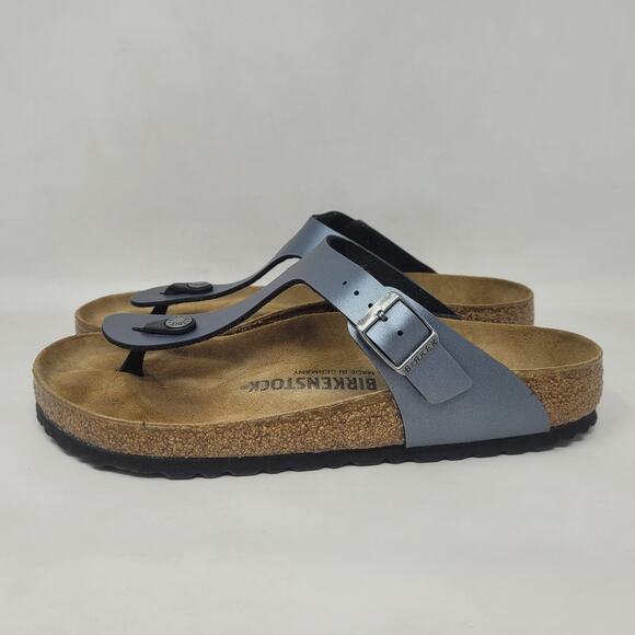 Birkenstock Gizeh Sandals EU40 US9 Gray Metallic Thong Comfort Cozy Slip On - Picture 4 of 11